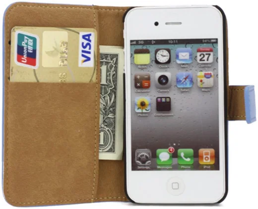 Apple iPhone 4(S) Lederen Hoesje Blauw afbeelding 2