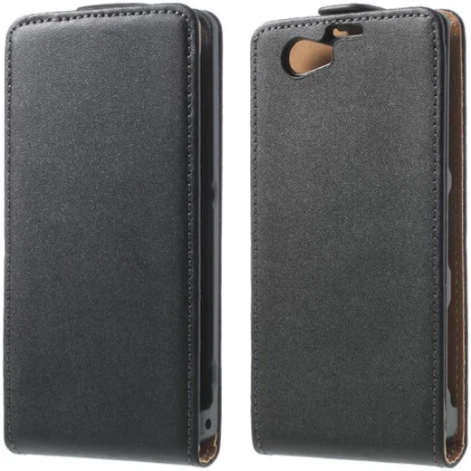 Echt Leren Verticale Sony Xperia Z1 Compact Flip Hoesje afbeelding 1