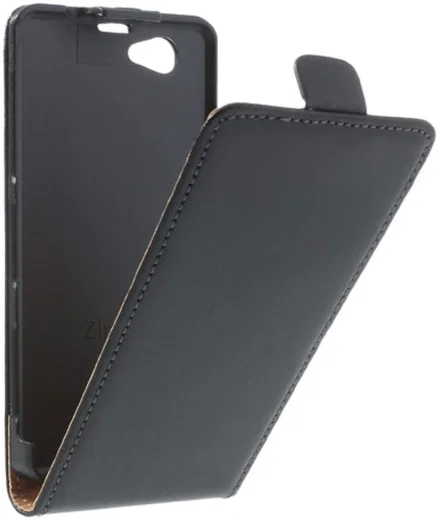 Echt Leren Verticale Sony Xperia Z1 Compact Flip Hoesje afbeelding 2