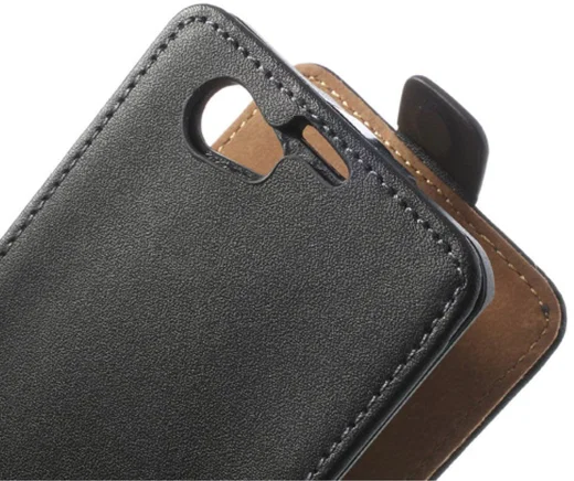 Echt Leren Verticale Sony Xperia Z1 Compact Flip Hoesje afbeelding 5
