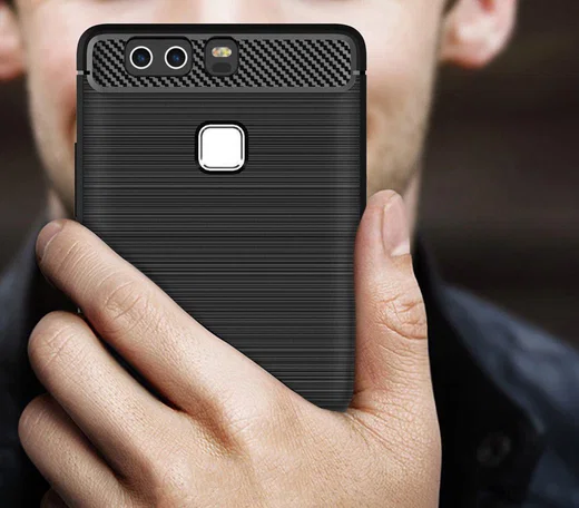 Huawei P9 Geborsteld TPU Hoesje Grijs afbeelding 5