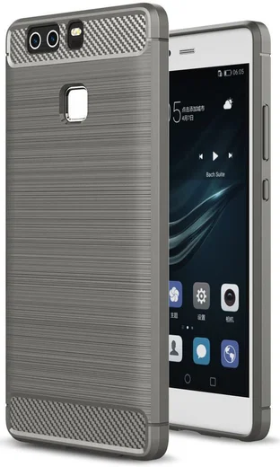 Huawei P9 Geborsteld TPU Hoesje Grijs afbeelding 1