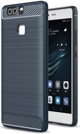 Huawei P9 Geborsteld TPU Hoesje Blauw afbeelding 1