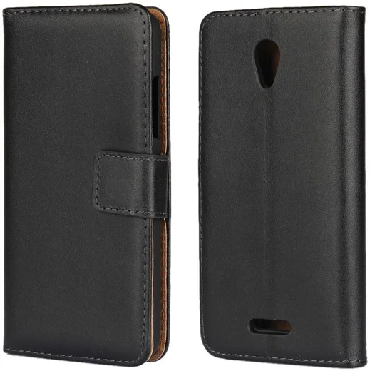Lenovo B Portemonnee Hoesje Echt Leer Zwart afbeelding 2