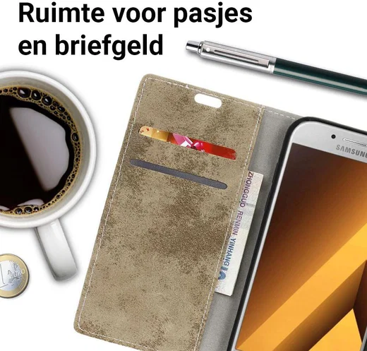 Samsung Galaxy A5 (2017) Retro Portemonnee Hoesje Khaki afbeelding 2