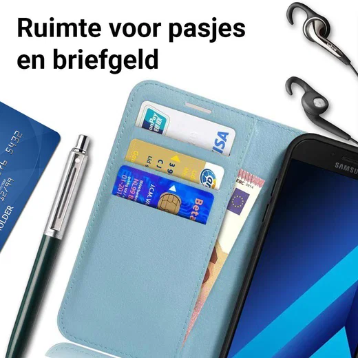 Samsung Galaxy A5 (2017) Portemonnee Hoesje Litchi Blauw afbeelding 2