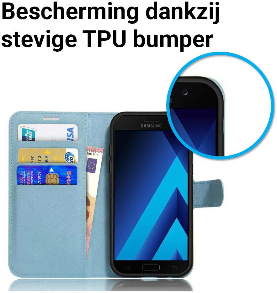 Samsung Galaxy A5 (2017) Portemonnee Hoesje Litchi Blauw afbeelding 4