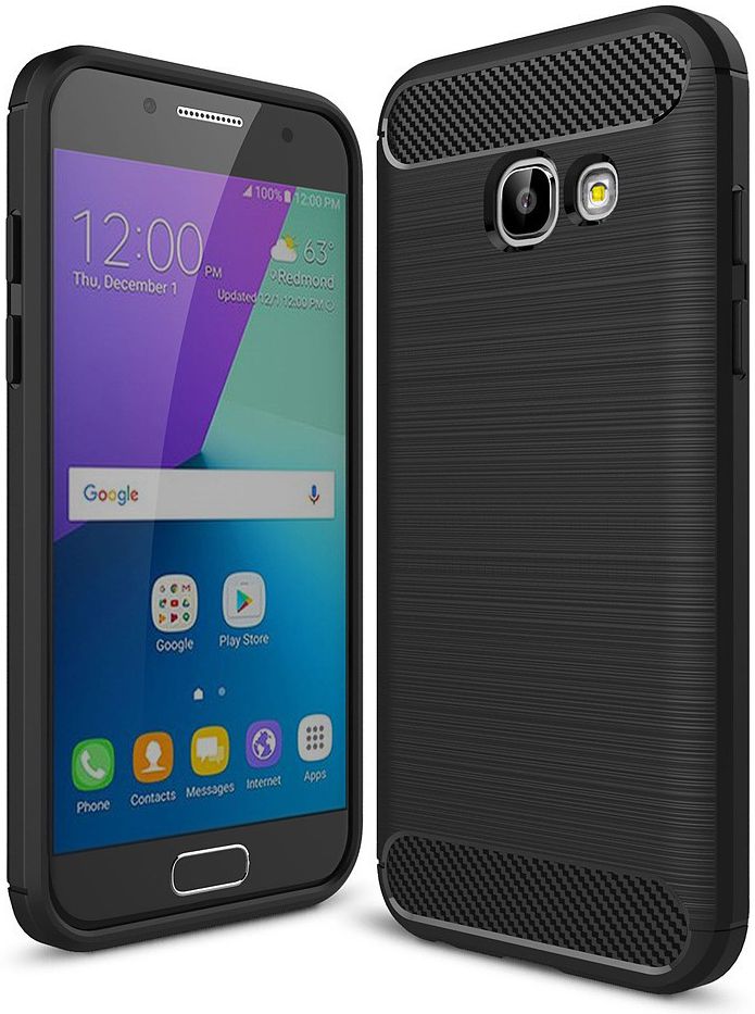 Samsung Galaxy A3 (2017) Geborsteld TPU Hoesje Zwart afbeelding 1