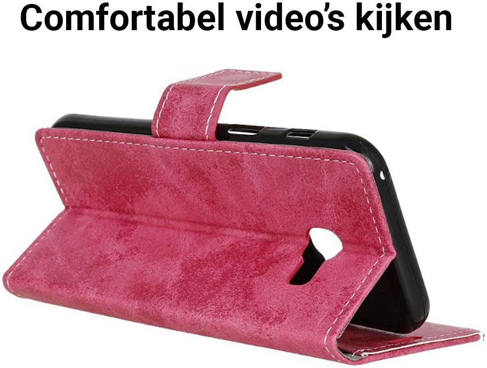 Vintage Samsung Galaxy A3 2017 Bookcase Hoesje Roze afbeelding 4