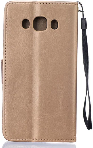 Samsung Galaxy J5 (2016) Wallet Bloem Hoesje Goud afbeelding 3