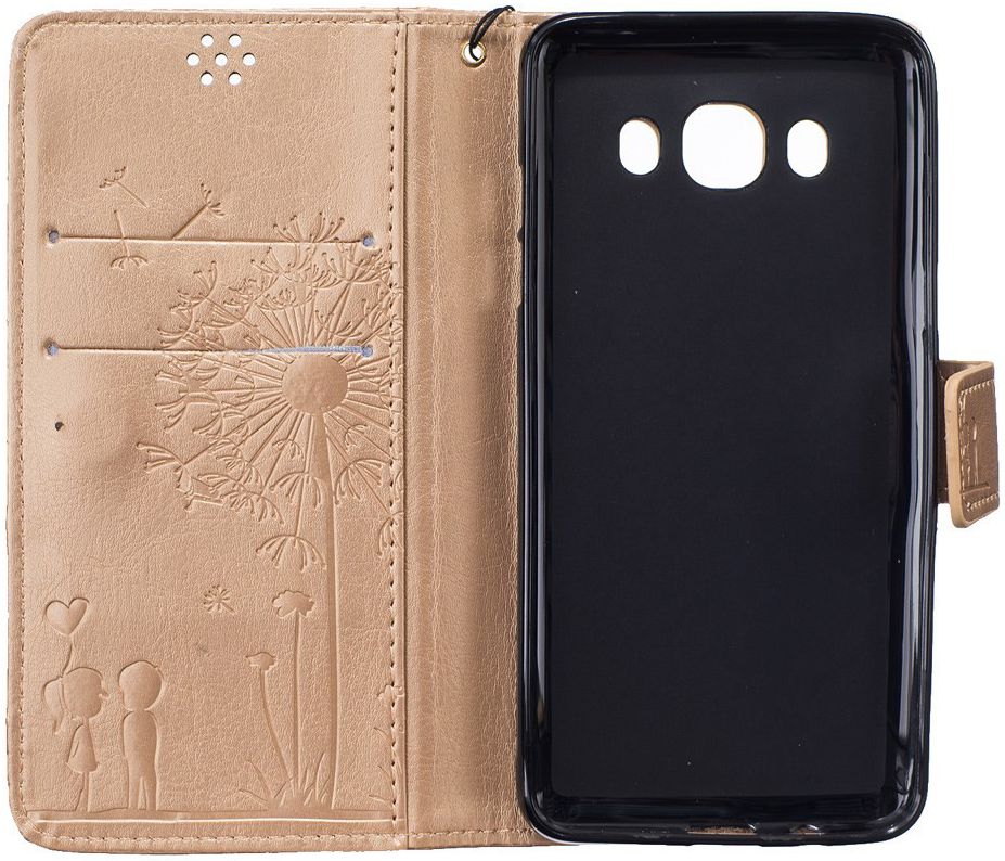 Samsung Galaxy J5 (2016) Wallet Bloem Hoesje Goud afbeelding 8