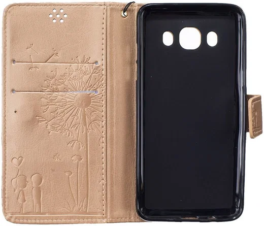 Samsung Galaxy J5 (2016) Wallet Bloem Hoesje Goud afbeelding 8