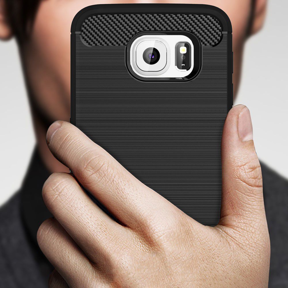 Samsung Galaxy S6 Geborsteld TPU Hoesje Zwart afbeelding 5