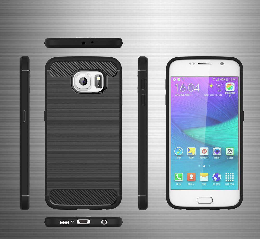 Samsung Galaxy S6 Geborsteld TPU Hoesje Zwart afbeelding 8