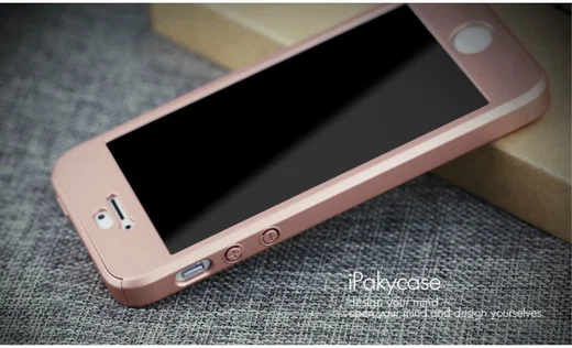 IPAKY Full Protection Hoesje iPhone 5/5S/SE Roze Goud afbeelding 5