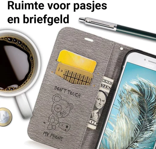 Samsung Galaxy A5 (2017) Portemonnee Hoesje Dont Touch Beer Grijs afbeelding 3