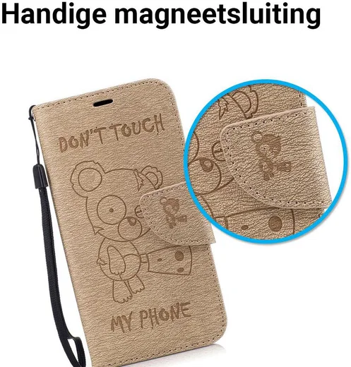Samsung Galaxy A5 (2017) Portemonnee Hoesje Dont Touch Beer Bruin afbeelding 4