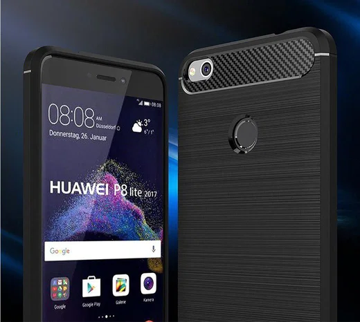 Huawei P8 Lite (2017) Geborsteld TPU Hoesje Zwart afbeelding 8