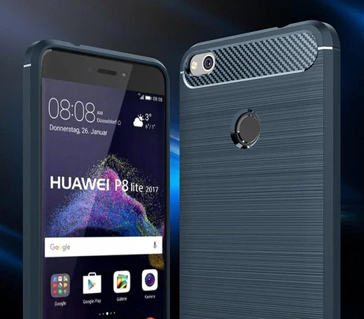 Huawei P8 Lite (2017) Geborsteld TPU Hoesje Blauw afbeelding 6