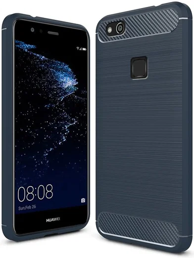 Huawei P10 Lite Geborsteld TPU Hoesje Blauw afbeelding 1
