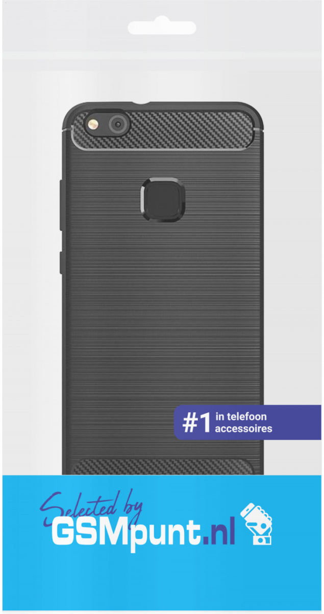Huawei P10 Lite Geborsteld TPU Hoesje Zwart afbeelding 2
