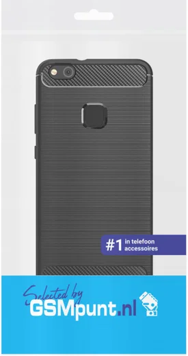 Huawei P10 Lite Geborsteld TPU Hoesje Zwart afbeelding 2