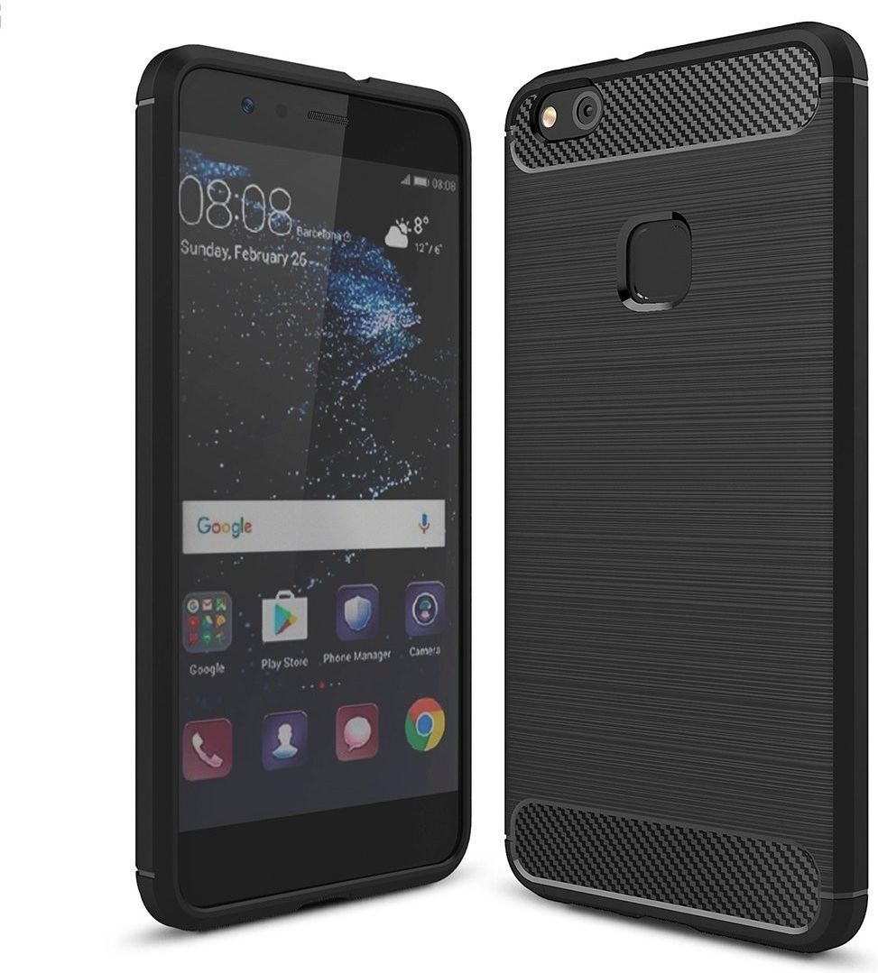 Huawei P10 Lite Geborsteld TPU Hoesje Zwart afbeelding 1