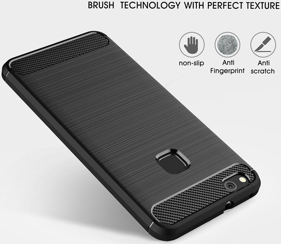 Huawei P10 Lite Geborsteld TPU Hoesje Zwart afbeelding 5