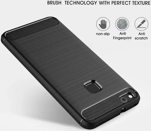 Huawei P10 Lite Geborsteld TPU Hoesje Zwart afbeelding 5