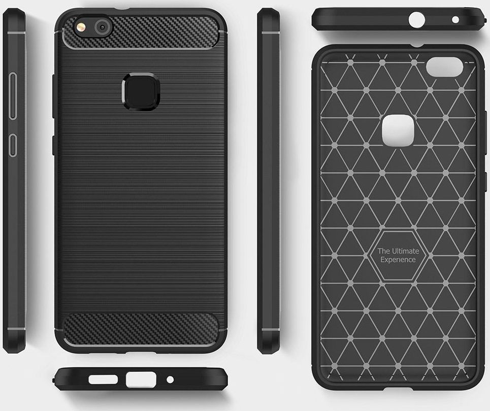 Huawei P10 Lite Geborsteld TPU Hoesje Zwart afbeelding 6