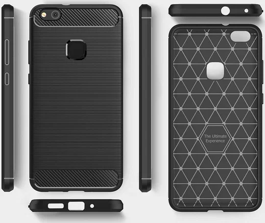 Huawei P10 Lite Geborsteld TPU Hoesje Zwart afbeelding 6