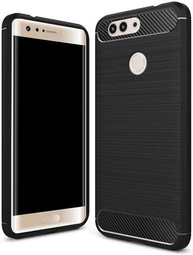 Huawei P10 Plus Geborsteld TPU Hoesje Zwart afbeelding 1