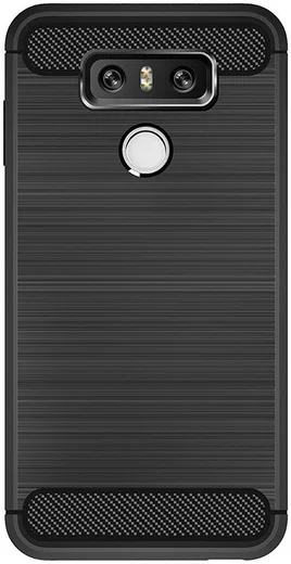 LG G6 Geborsteld TPU Hoesje Zwart afbeelding 1