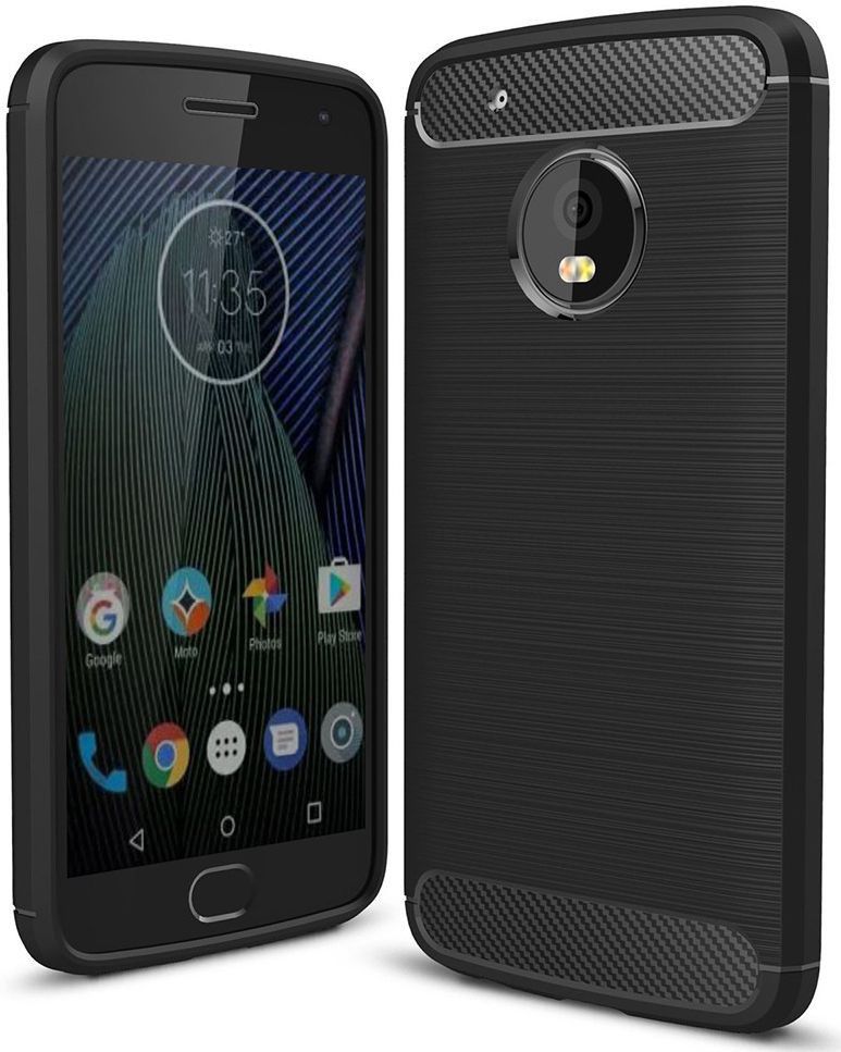 Motorola Moto G5 Geborsteld TPU Hoesje Zwart afbeelding 1