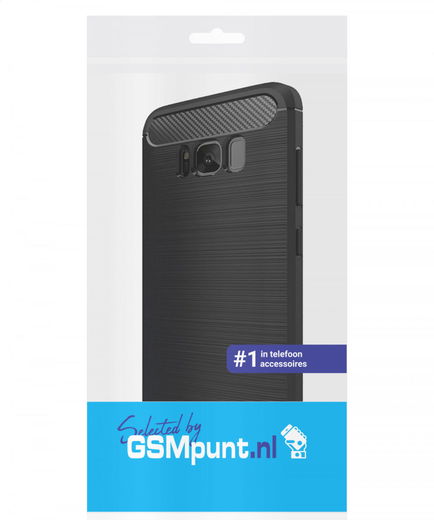 Samsung Galaxy S8 Plus Geborsteld TPU Hoesje Zwart afbeelding 2