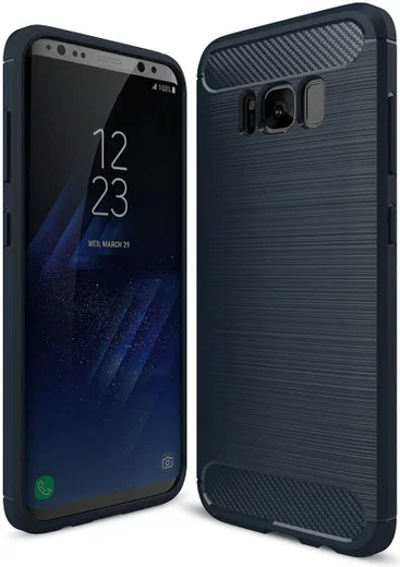 Samsung Galaxy S8 Plus Geborsteld TPU Hoesje Blauw afbeelding 1