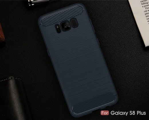 Samsung Galaxy S8 Plus Geborsteld TPU Hoesje Blauw afbeelding 2