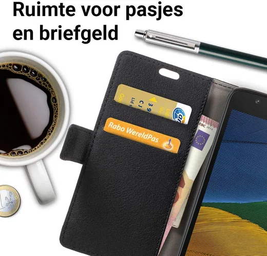 Motorola Moto G5 Hoesje BookCase Met Stand Zwart afbeelding 2