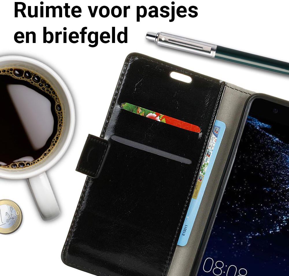 Huawei P10 Portemonnee Hoesje Zwart afbeelding 2