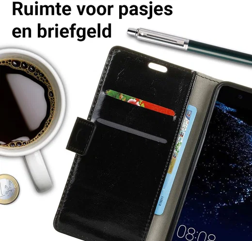 Huawei P10 Portemonnee Hoesje Zwart afbeelding 2