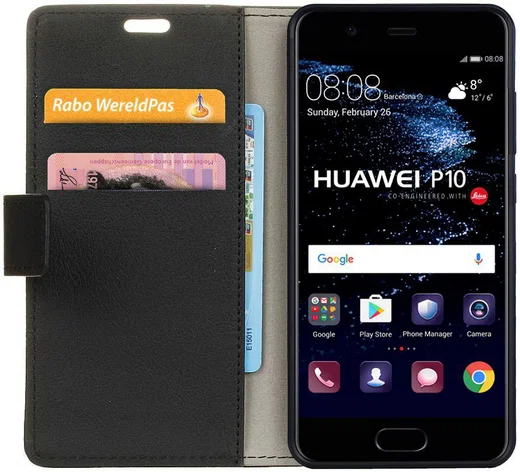 Huawei P10 Stijlvol Portemonnee Hoesje Zwart afbeelding 1