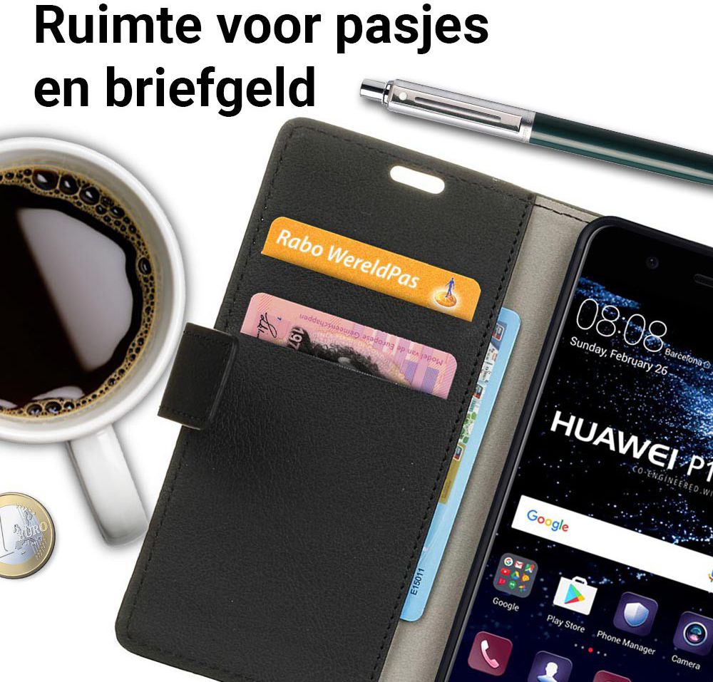Huawei P10 Stijlvol Portemonnee Hoesje Zwart afbeelding 2