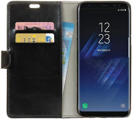 Samsung Galaxy S8 Portemonnee Hoesje Zwart afbeelding 2
