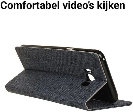 Samsung Galaxy S8 Plus Linnen Portemonnee Hoesje Donker Blauw afbeelding 3