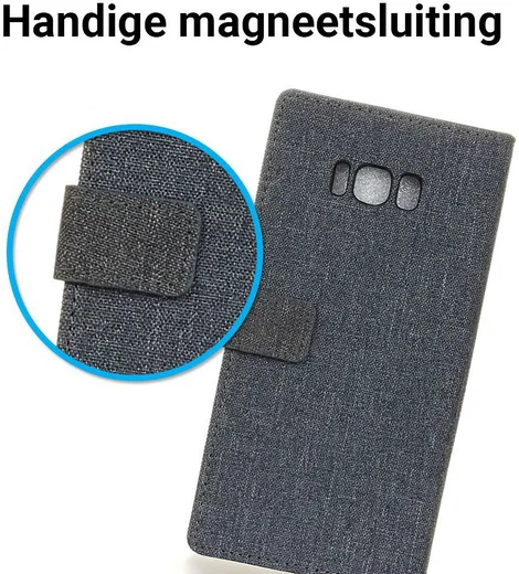 Samsung Galaxy S8 Plus Linnen Portemonnee Hoesje Donker Blauw afbeelding 5