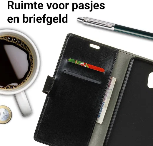 Lenovo P2 Portemonnee Hoesje met Standaard Zwart afbeelding 2