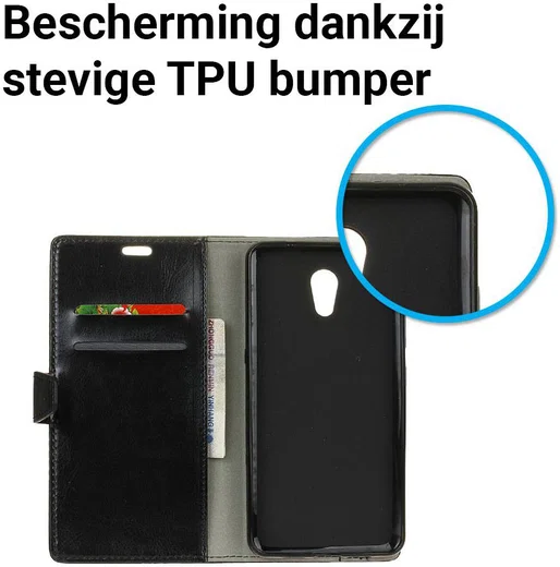 Lenovo P2 Portemonnee Hoesje met Standaard Zwart afbeelding 4