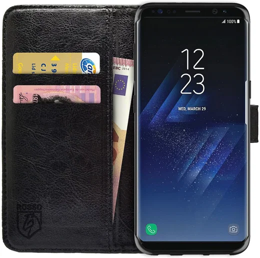 Rosso Samsung Galaxy S8 Plus Hoesje Premium Book Cover Zwart afbeelding 1