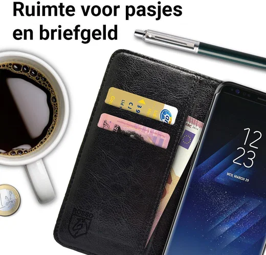 Rosso Samsung Galaxy S8 Plus Hoesje Premium Book Cover Zwart afbeelding 4