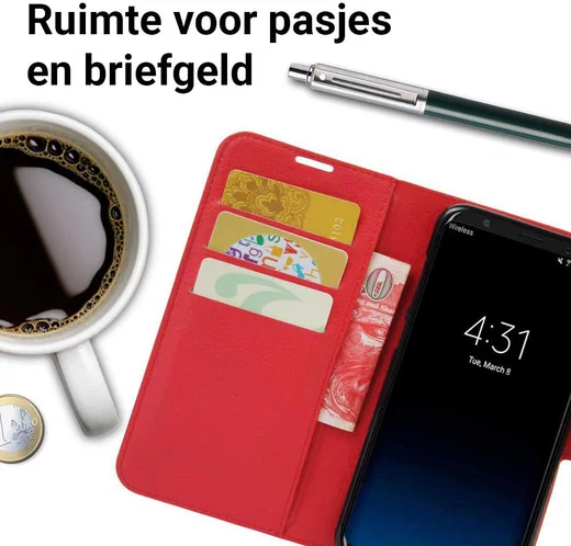 Samsung Galaxy S8 hoesje met kaarthouder Rood afbeelding 4
